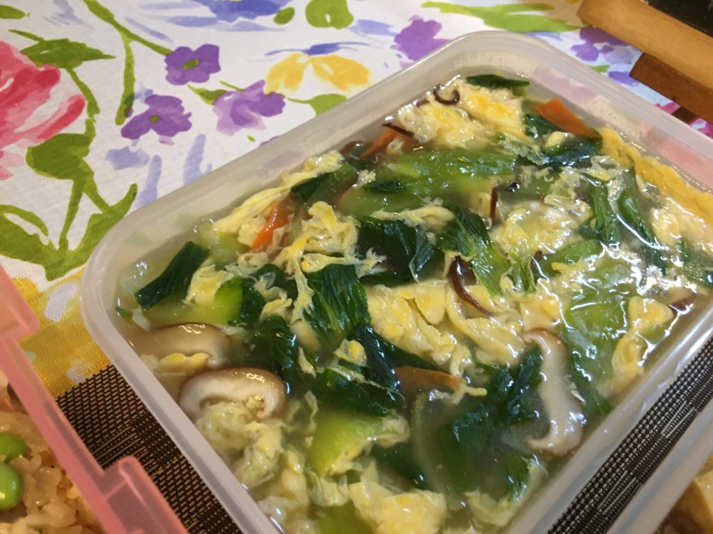 料理教室マンツーマン青梗菜卵スープ