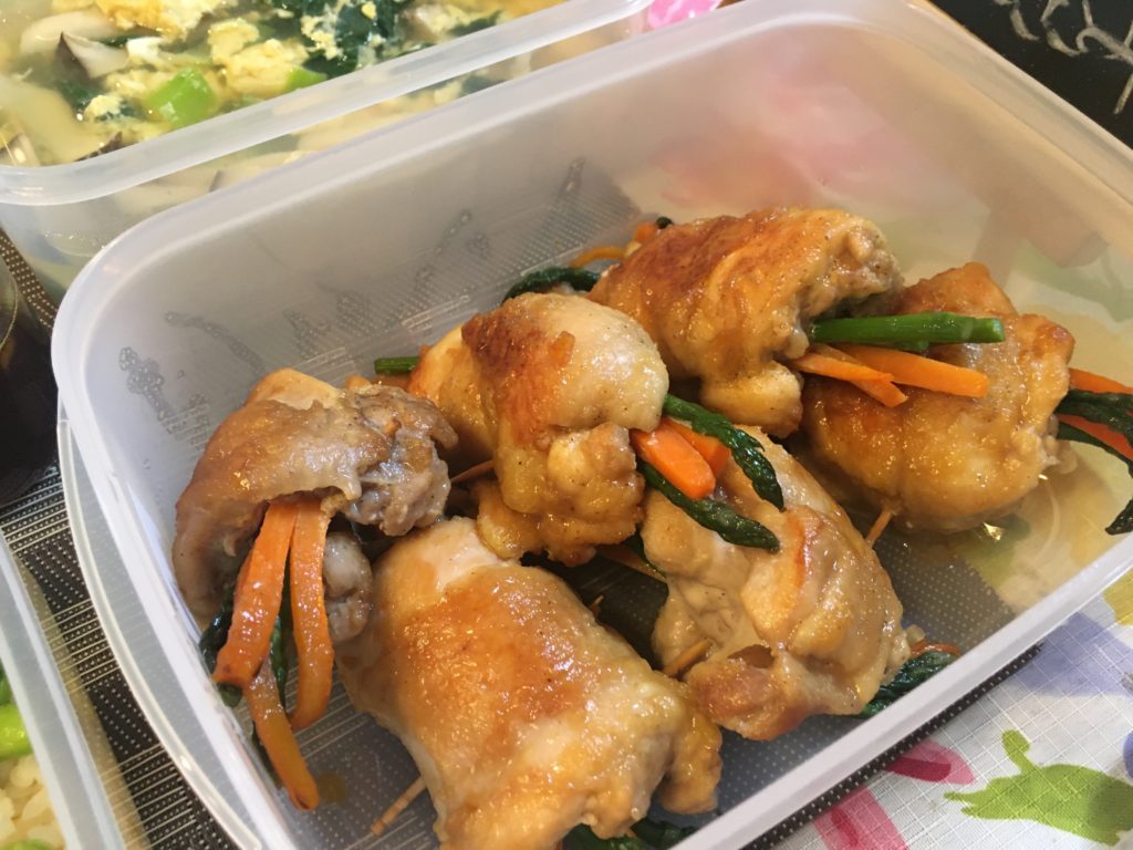 料理教室マンツーマン鶏野菜巻き