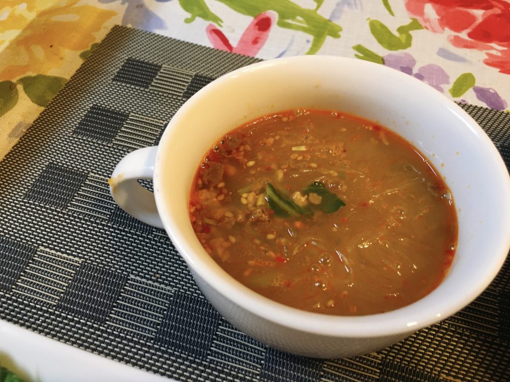 料理教室マンツーマン胡麻味噌タンタン春雨スープ