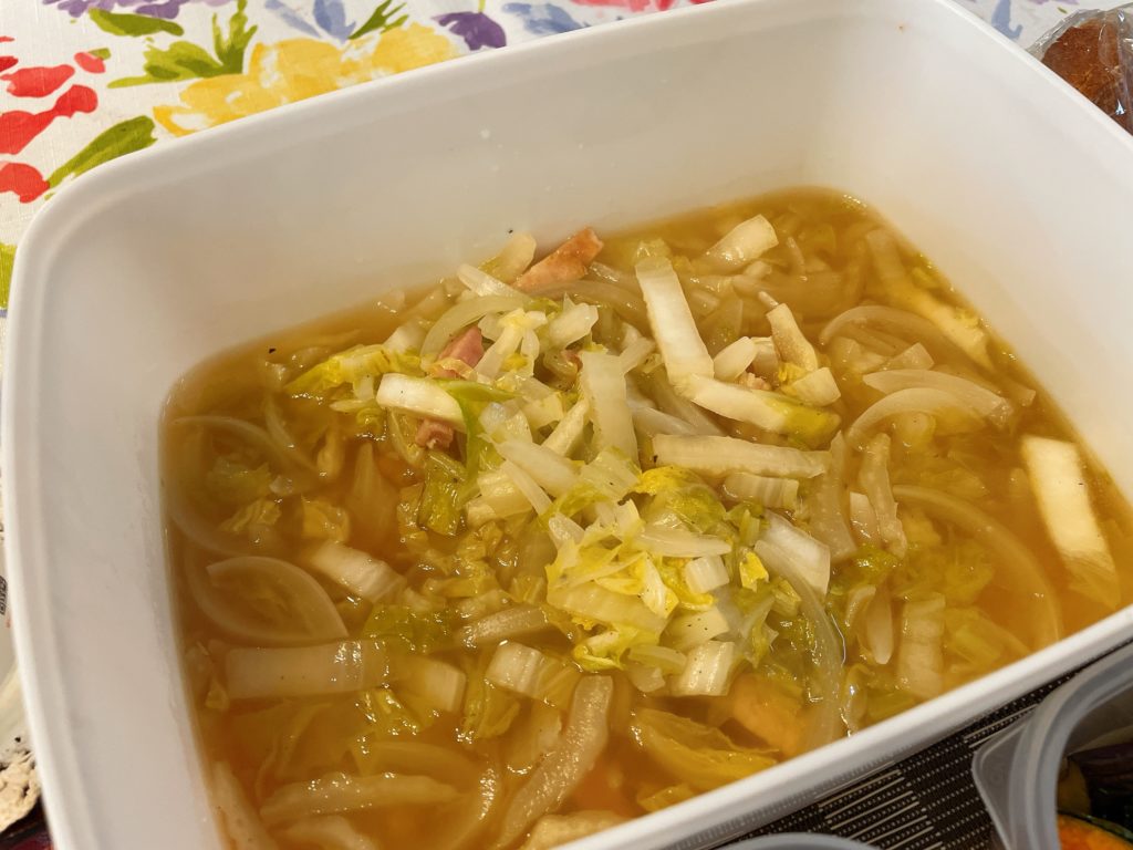 料理教室マンツーマン白菜ベーコンスープ