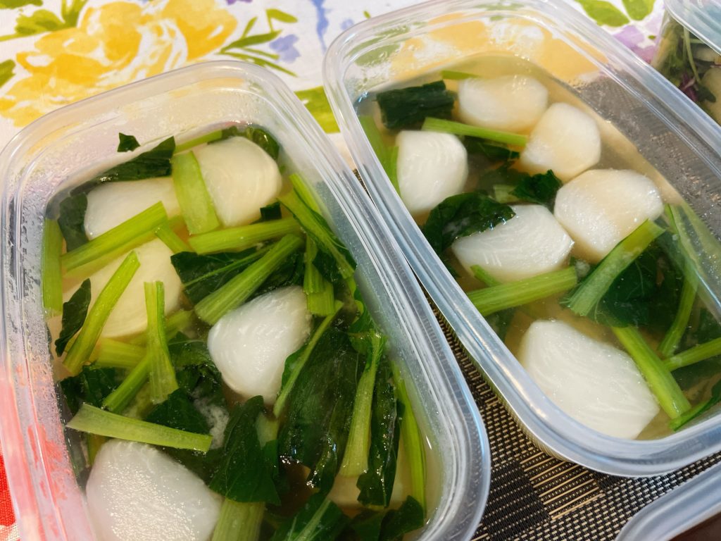 料理教室マンツーマン蕪と小松菜のお味噌汁