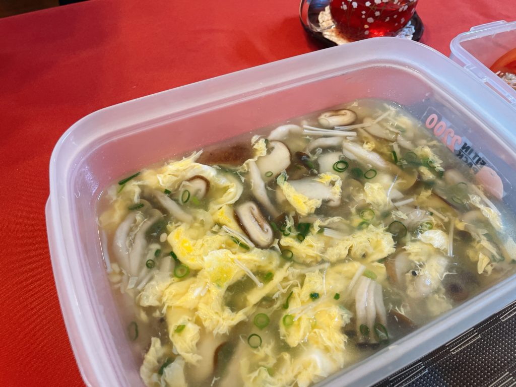 料理教室マンツーマンきのこ卵スープ