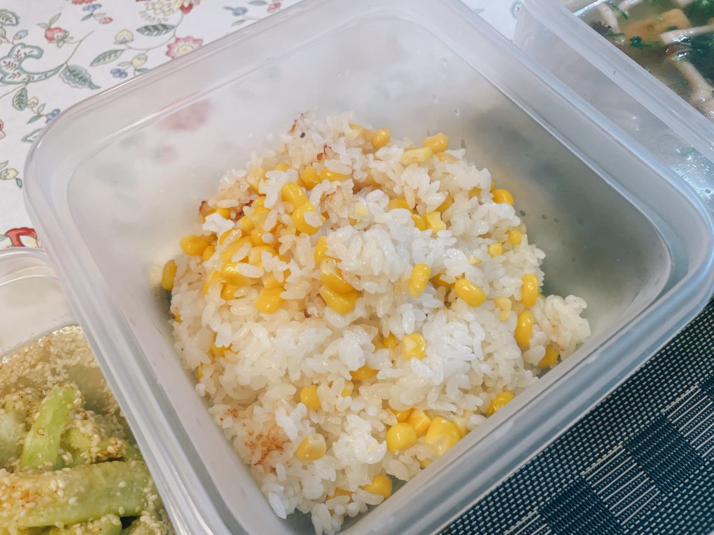 料理教室マンツーマントウモロコシご飯