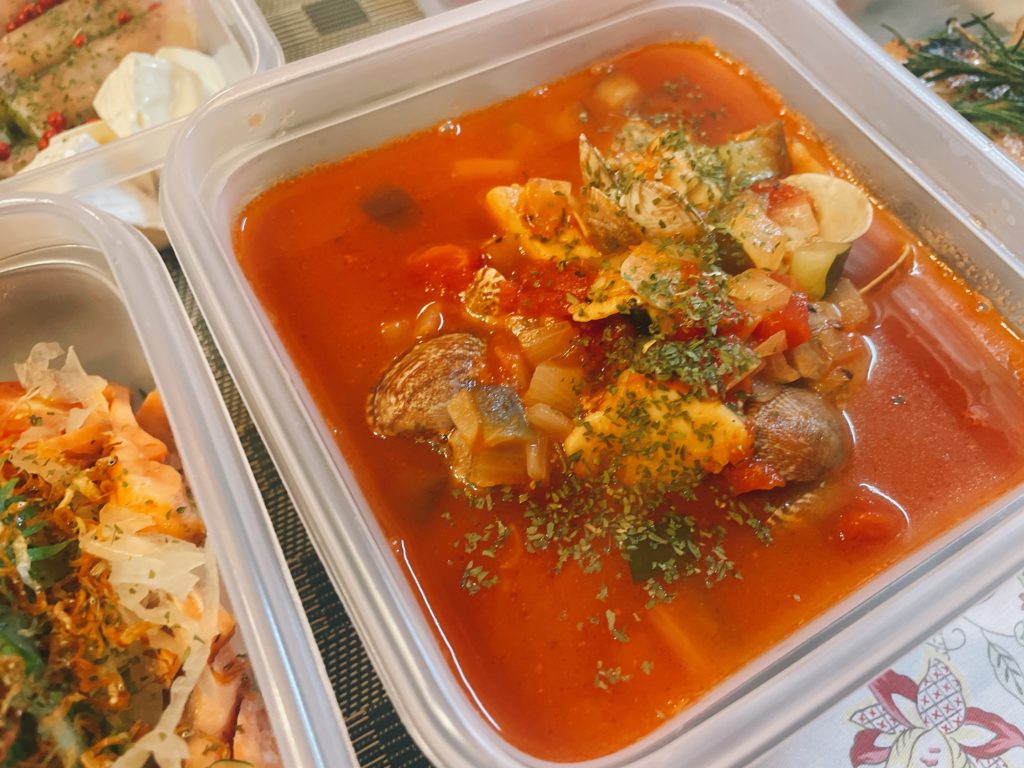 料理教室マンツーマンシーフードトマトスープ