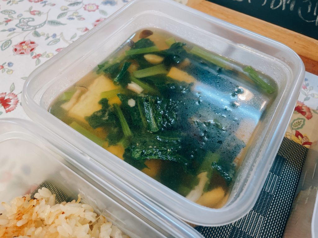 料理教室マンツーマン小松菜味噌汁