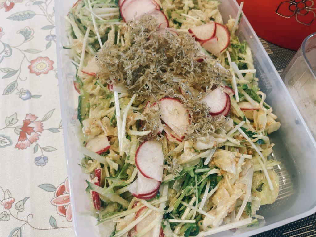 料理教室マンツーマン胡麻和え風サラダ