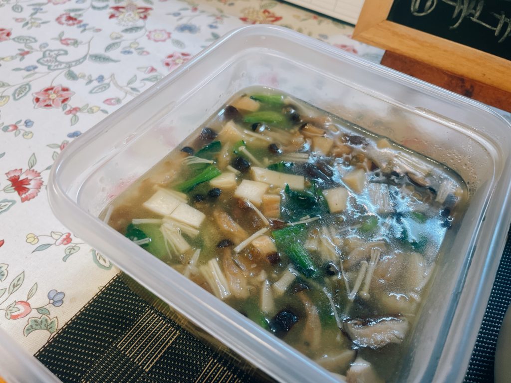 料理教室マンツーマンきのこ中華スープ
