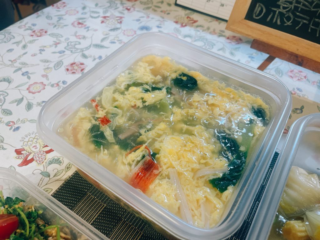 料理教室マンツーマン春雨青梗菜スープ