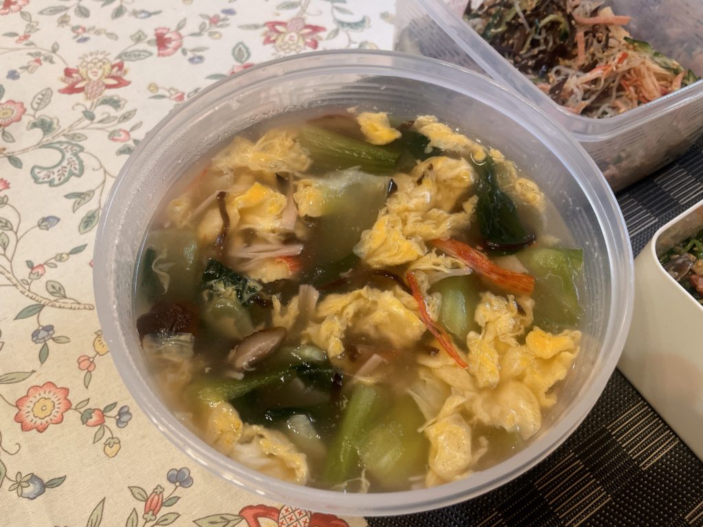 料理教室マンツーマン青梗菜卵スープ