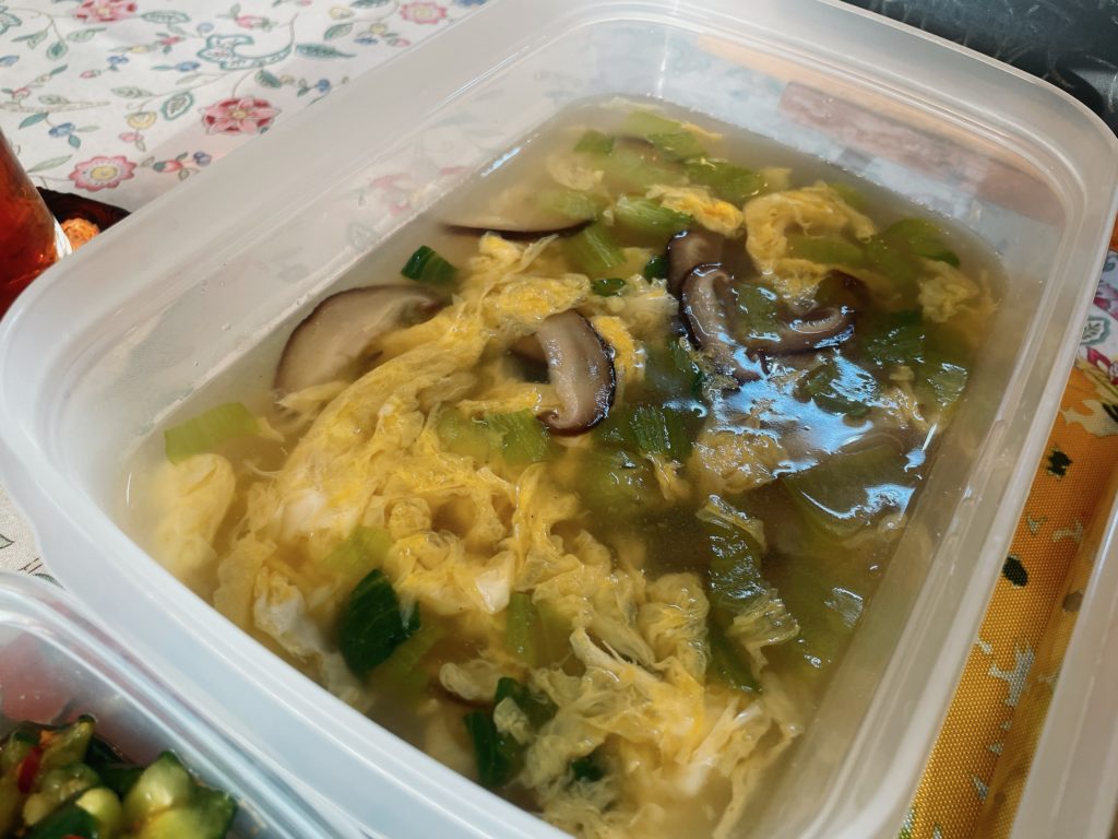料理教室マンツーマン青梗菜卵のスープ
