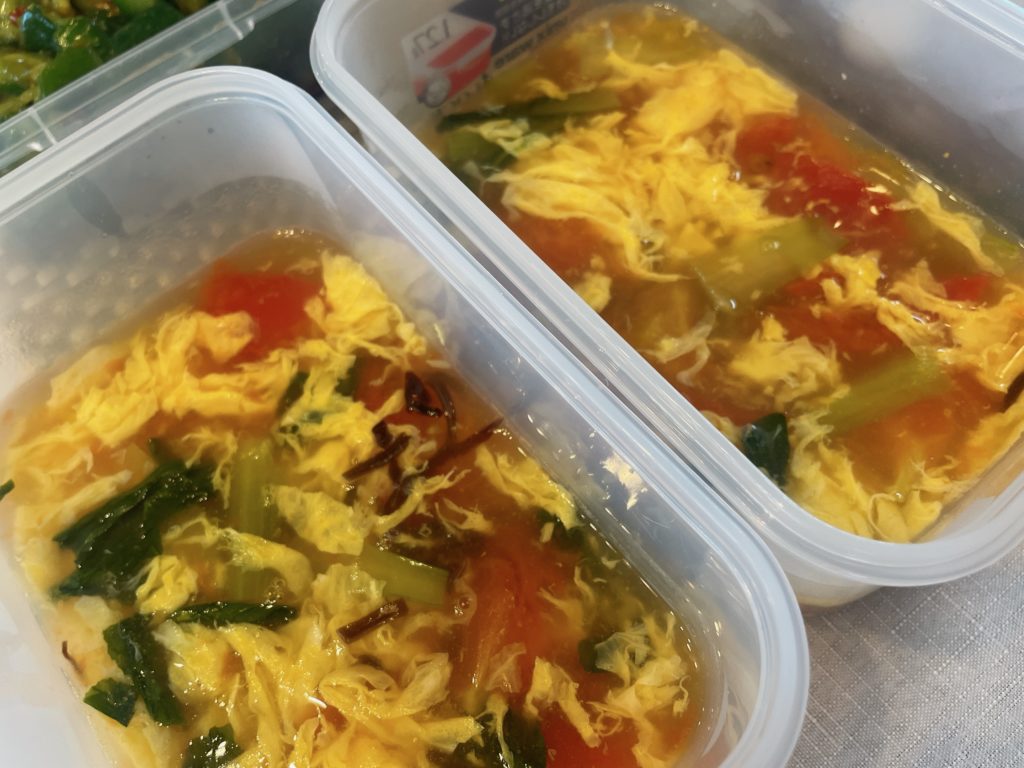 料理教室マンツーマントマト卵スープ