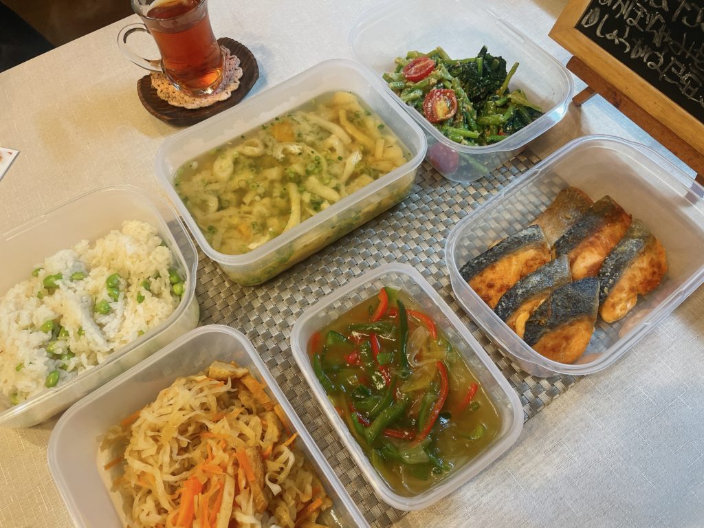 料理教室マンツーマン鮭カラフル野菜あんかけセット