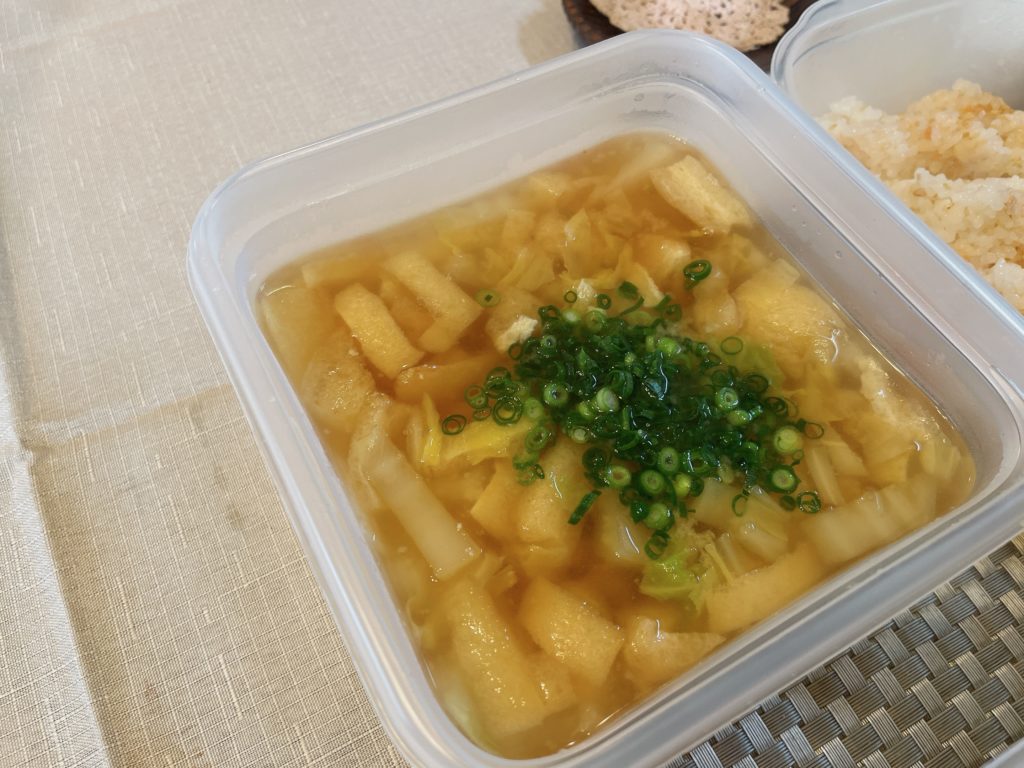 料理教室マンツーマン白菜お味噌汁