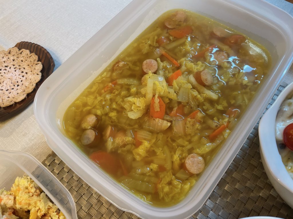 料理教室マンツーマン白菜カレースープ
