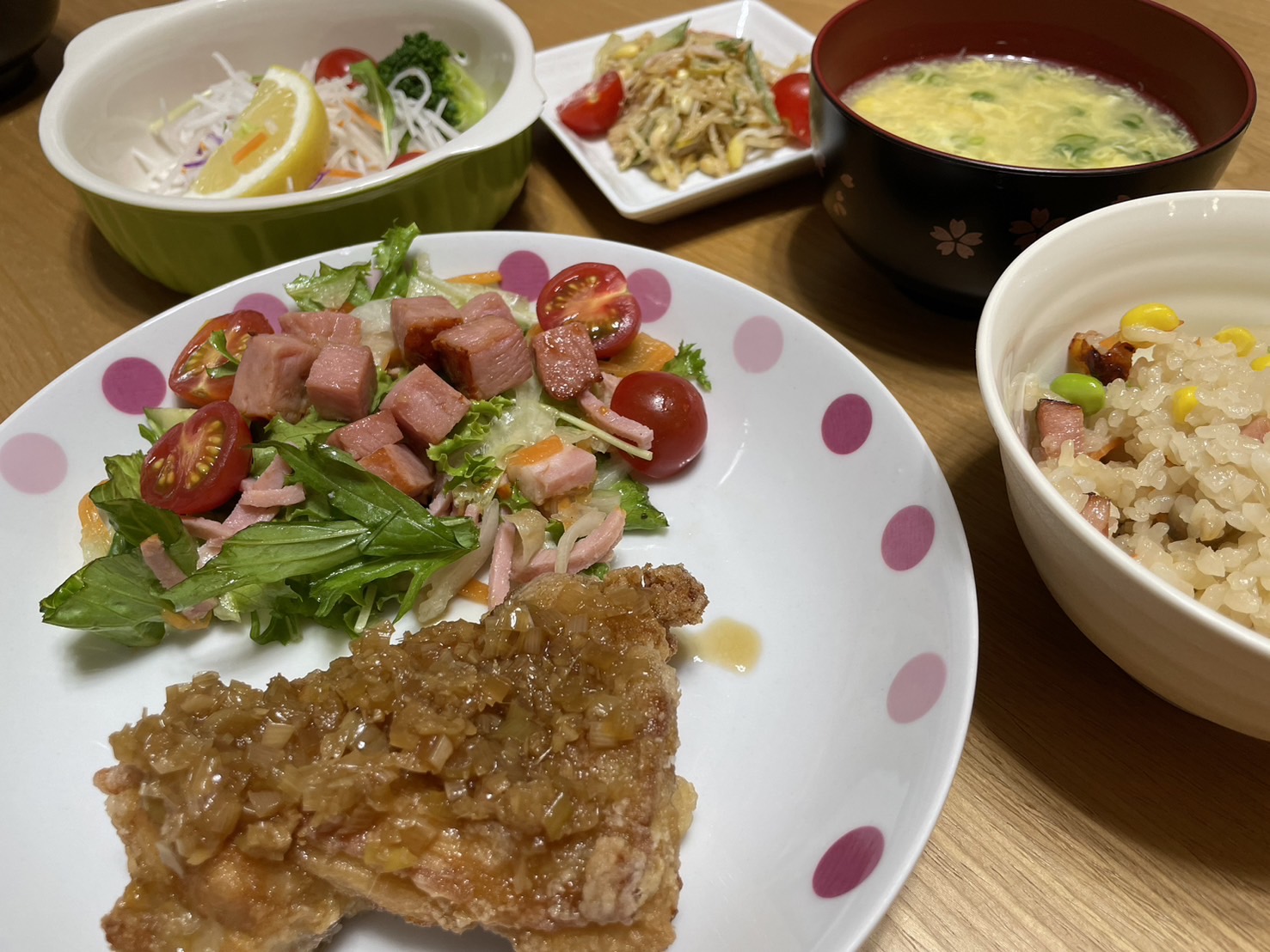 料理教室マンツーマン油淋鶏セット盛り付け