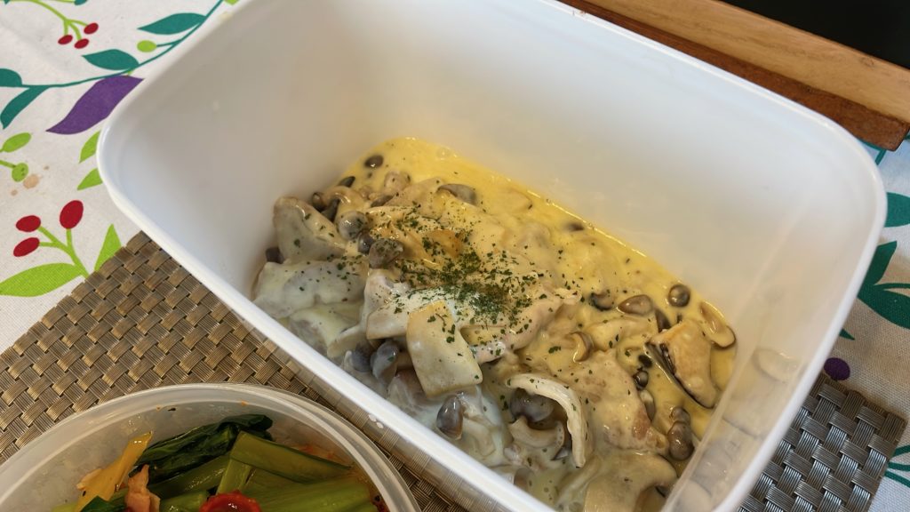 料理教室マンツーマン豚きのこクリーム