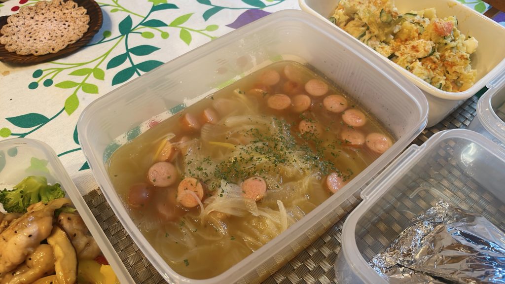 料理教室マンツーマンソーセージ玉ねぎスープ