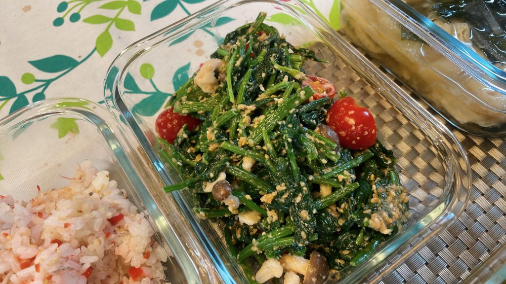 料理教室マンツーマンほうれん草胡麻和え