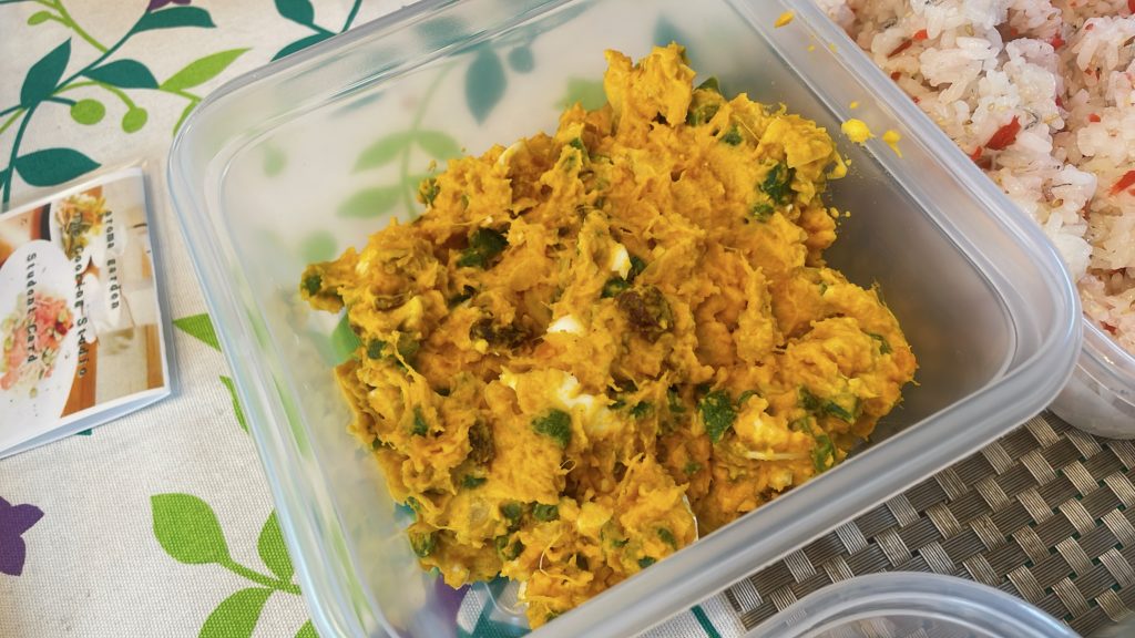 料理教室マンツーマンかぼちゃサラダ