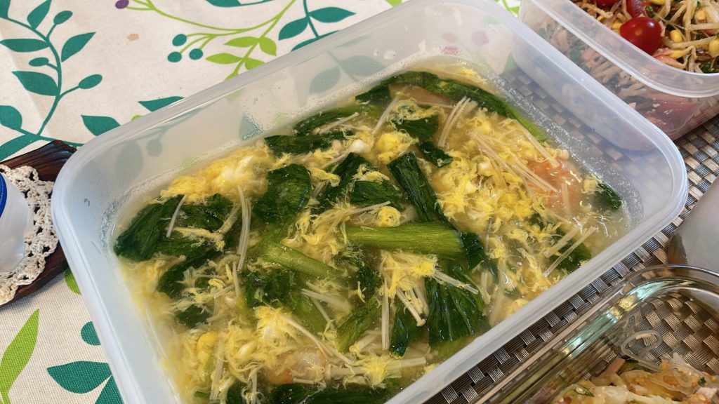 料理教室マンツーマンエビたまごのスープ