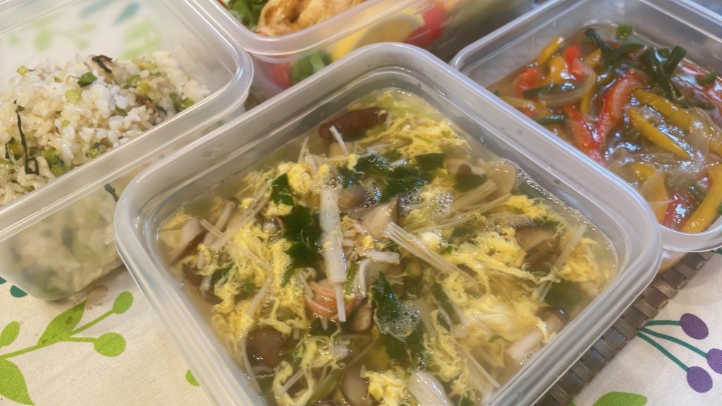 料理教室マンツーマンきのこ卵汁