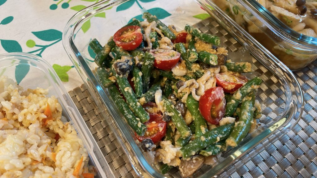 料理教室マンツーマンインゲン胡麻和え