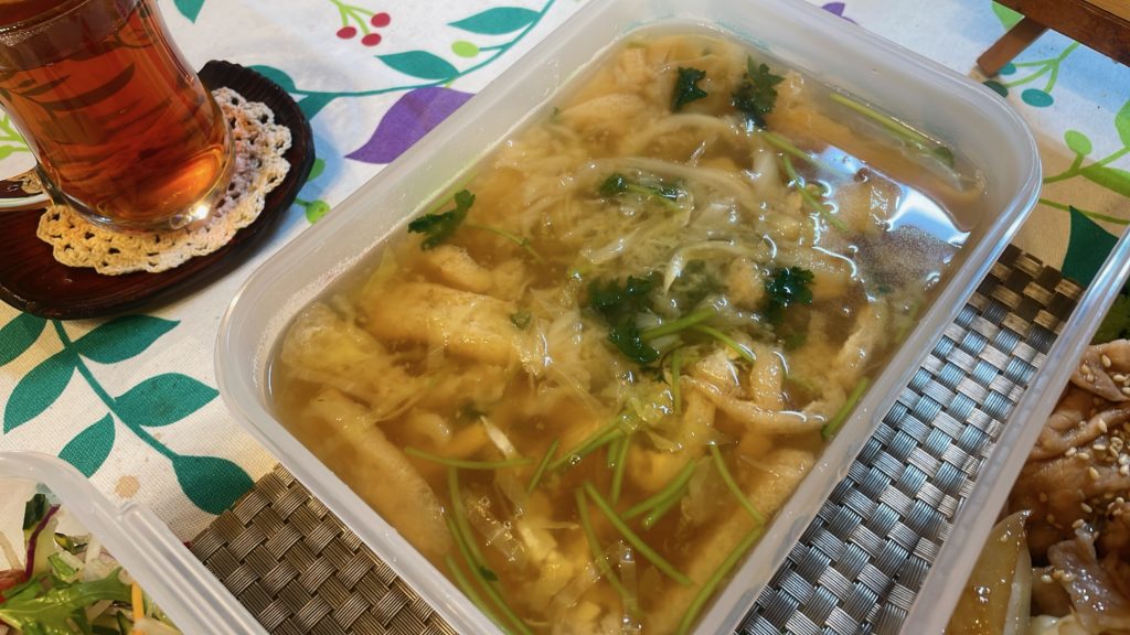 料理教室マンツーマンキャベツ揚げ味噌汁