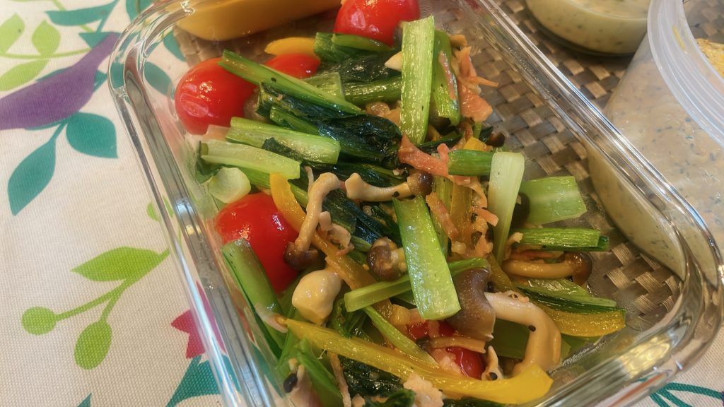 料理教室マンツーマン小松菜ソテー