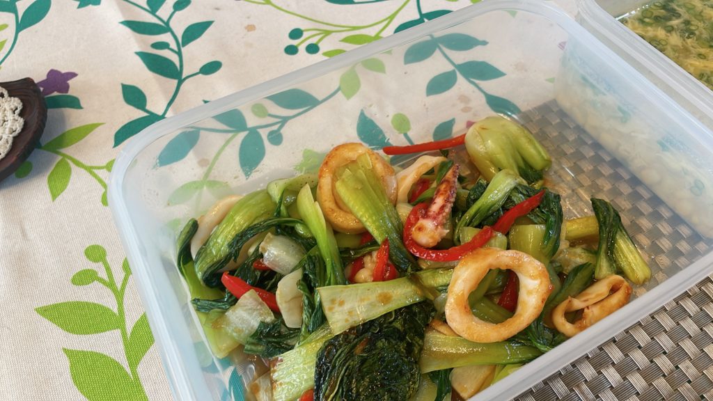 料理教室マンツーマンイカ青梗菜オイスター