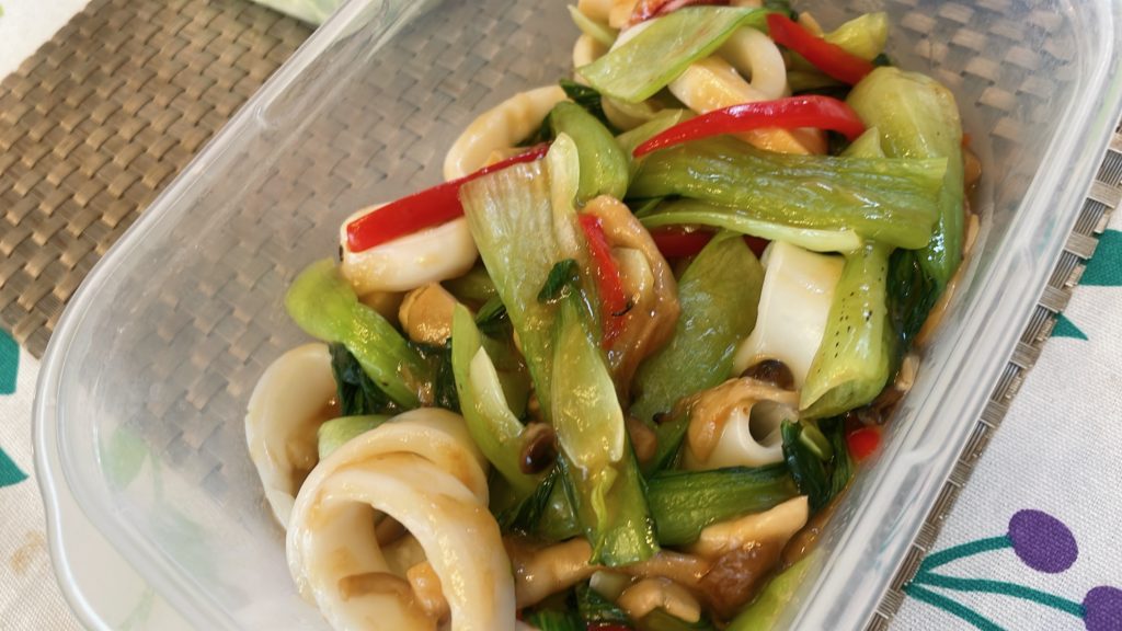 料理教室マンツーマンイカ青梗菜