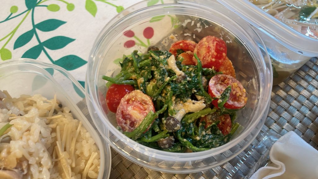 料理教室マンツーマンほうれん草胡麻和え