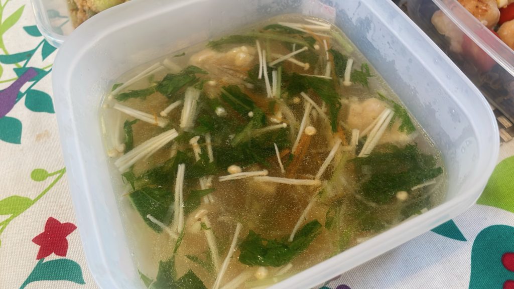 料理教室マンツーマン鶏と野菜のお吸い物