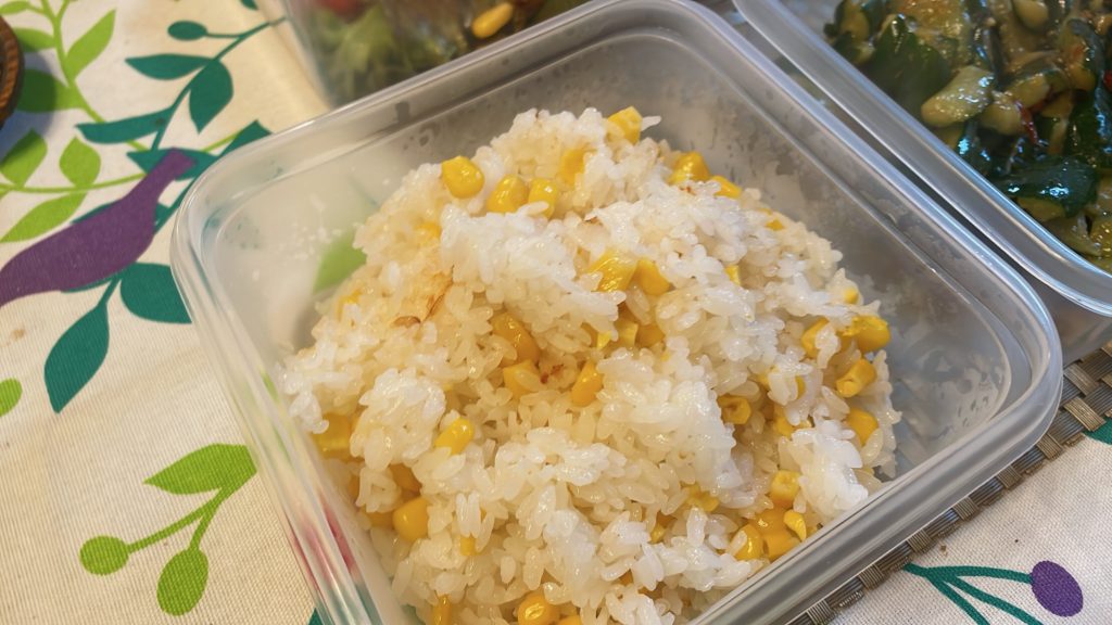 料理教室マンツーマントウモロコシご飯