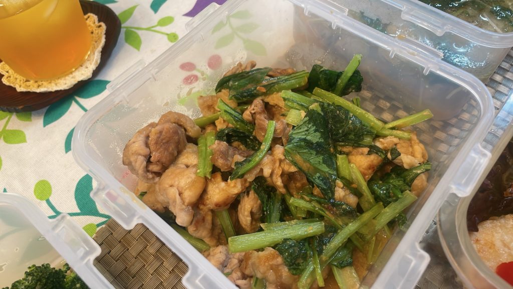 料理教室マンツーマン豚こま小松菜