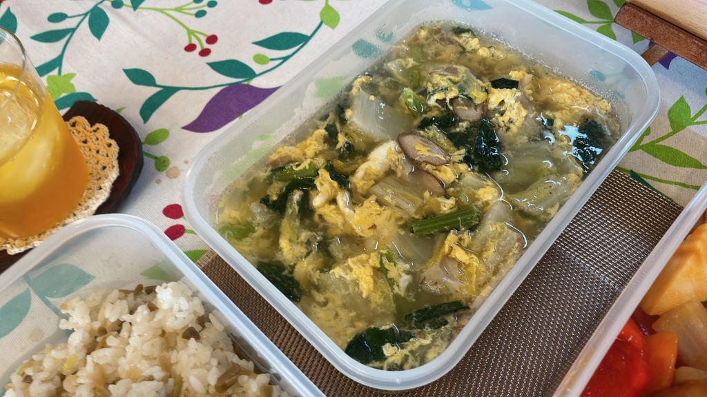 料理教室マンツーマン白菜小松菜スープ