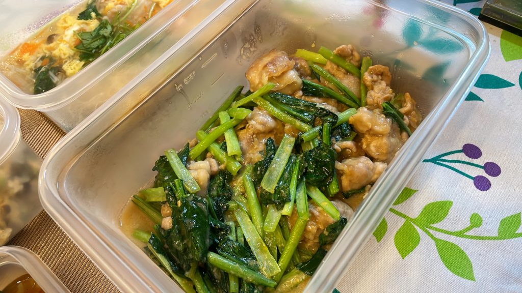 料理教室マンツーマン小松菜豚こま味噌炒め