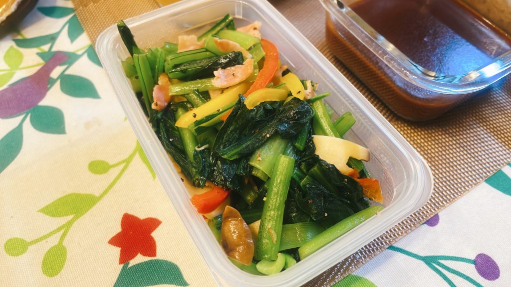 料理教室マンツーマン小松菜ソテー