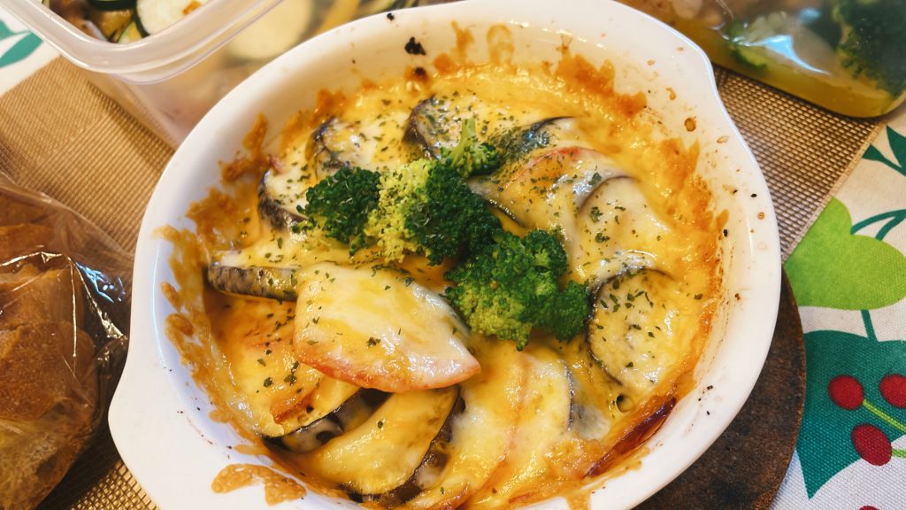 料理教室マンツーマン茄子トマトチーズ