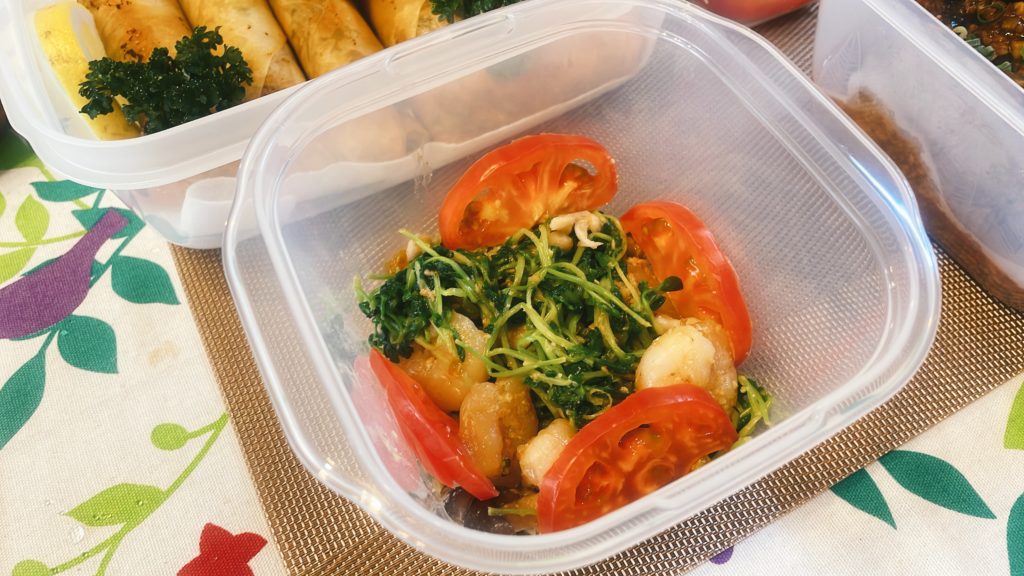 料理教室マンツーマン豆苗胡麻和え