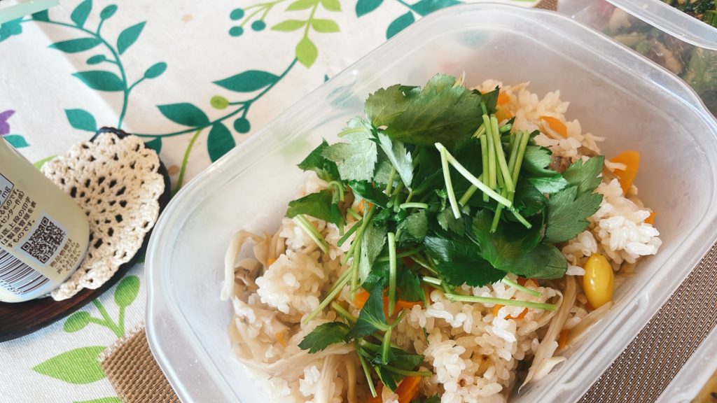 料理教室マンツーマンマイタケ銀杏炊き込みご飯