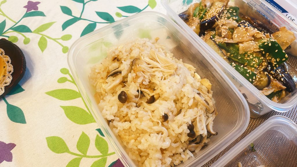 料理教室マンツーマンきのこ炊き込みご飯