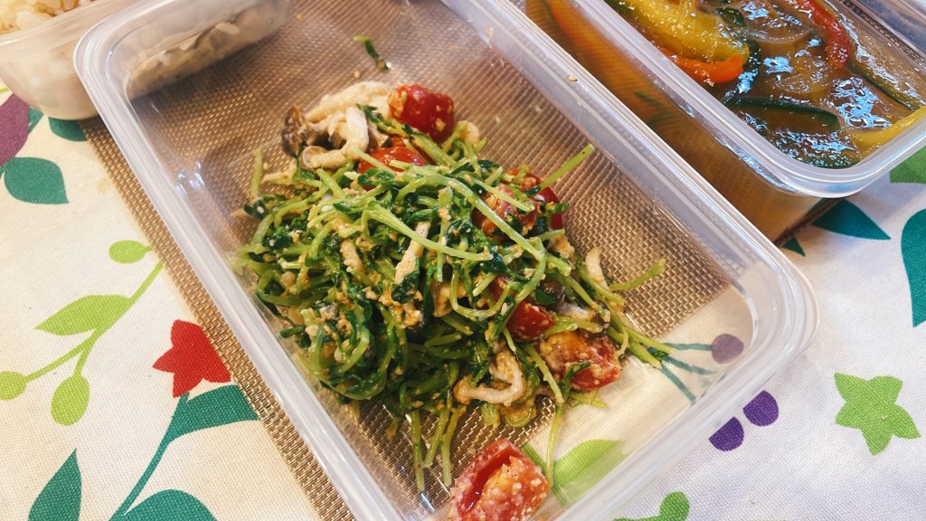 料理教室マンツーマン豆苗胡麻和え