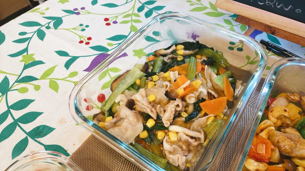 料理教室マンツーマン青梗菜煮物