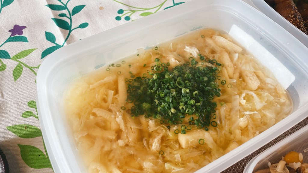 料理教室マンツーマンキャベツ味噌汁