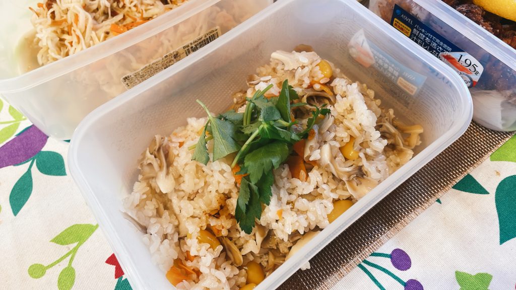 料理教室マンツーマンマイタケ銀杏炊き込みご飯