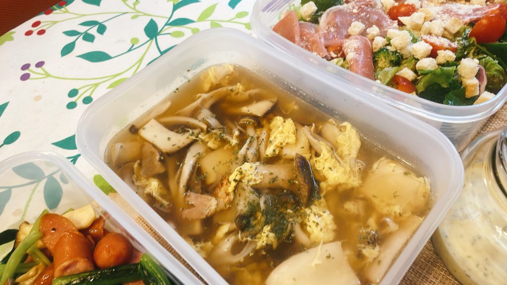 料理教室マンツーマンきのこ卵スープ