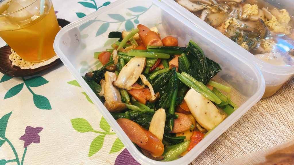 料理教室マンツーマン小松菜ソテー