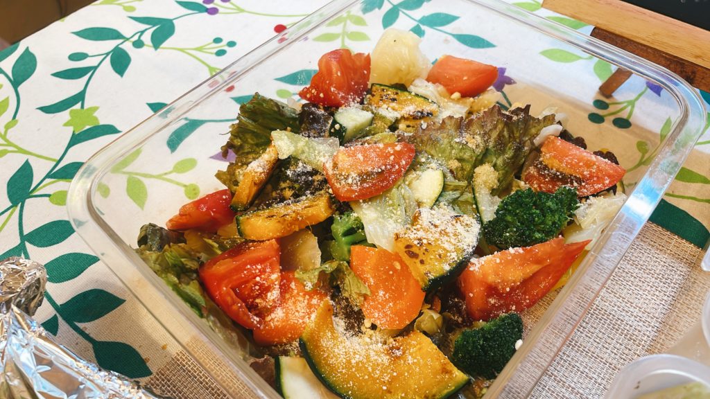 料理教室マンツーマン温野菜サラダ