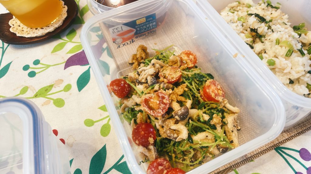 料理教室マンツーマン豆苗胡麻和え