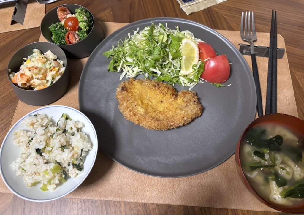 料理教室マンツーマンとんかつセット盛り付け